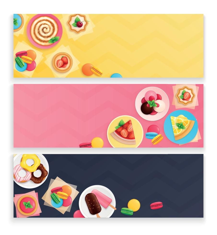 Sweets Desserts Horizontal Banners vector