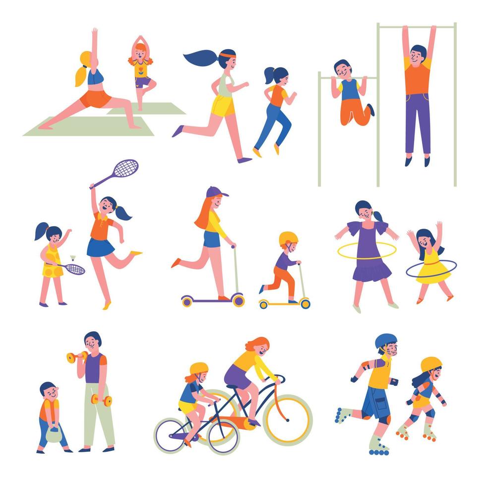 conjunto de iconos de deporte familiar vector