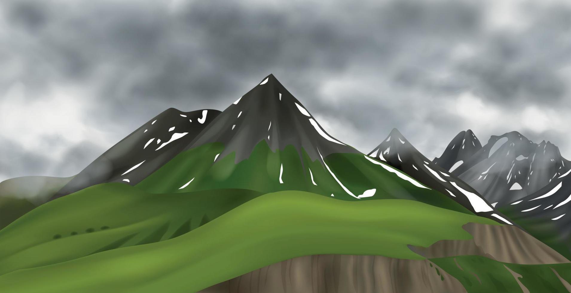 Green Mountains Realistic Composition vector