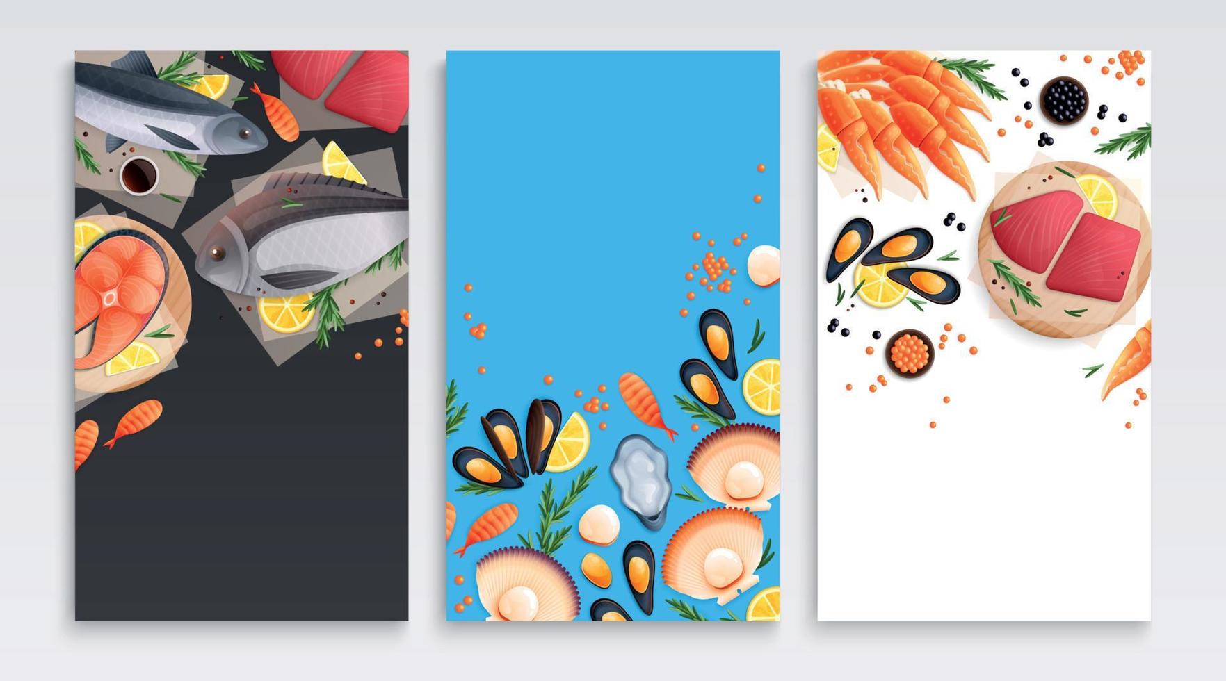 Seafood Posters Set vector