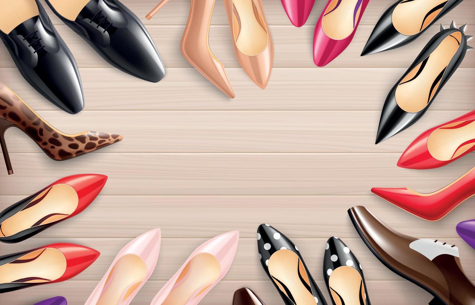 Women Shoes Realistic Background vector