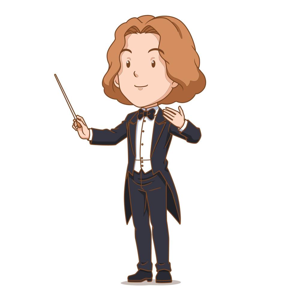 Cartoon character of music conductor. vector