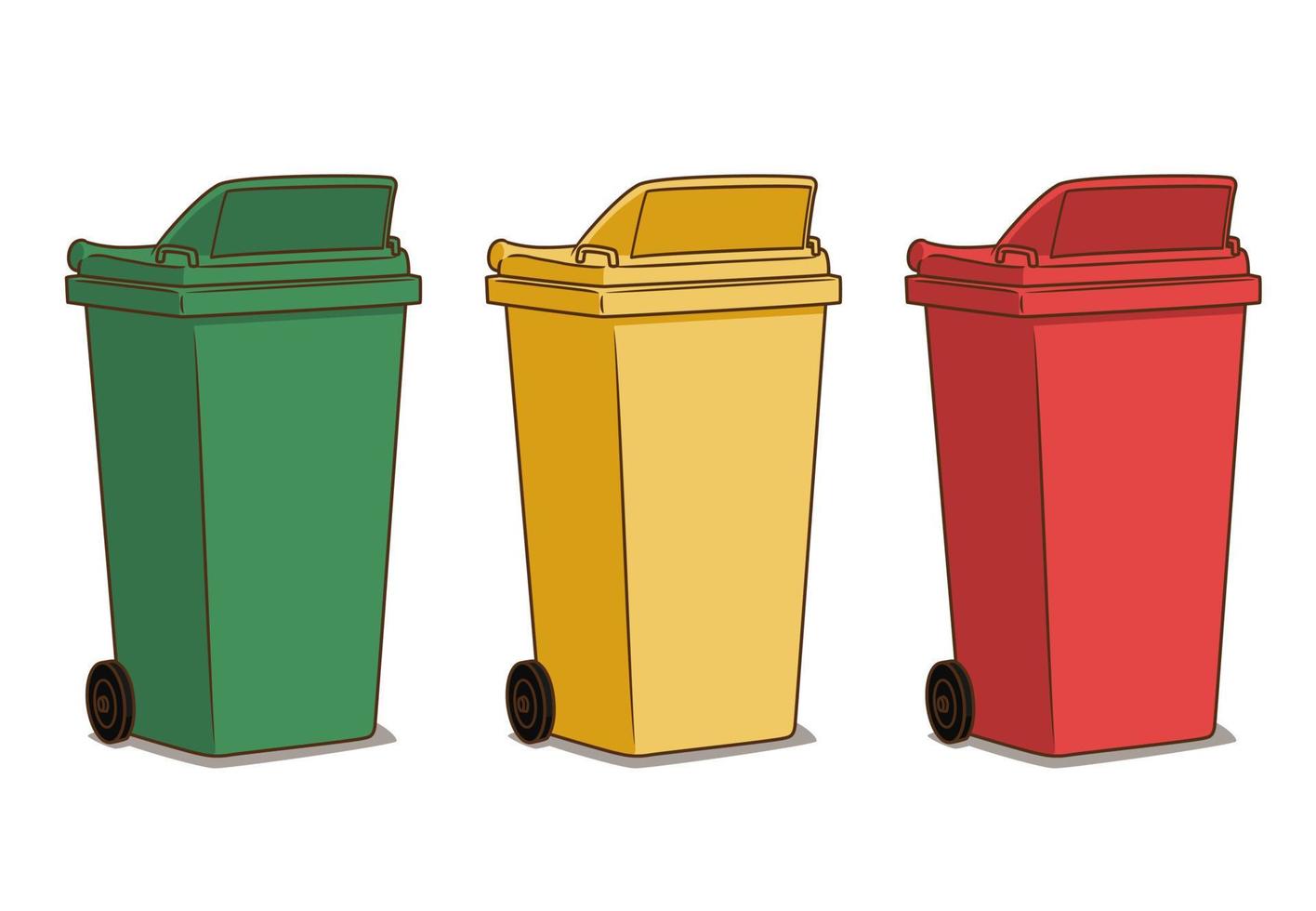 Green, yellow and red trash object vector. vector