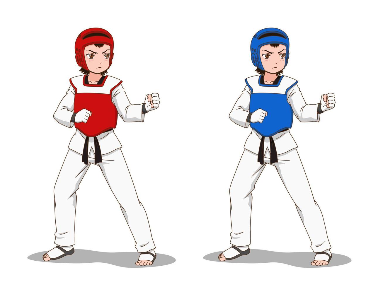 personaje de dibujos animados de la chica de taekwondo. vector