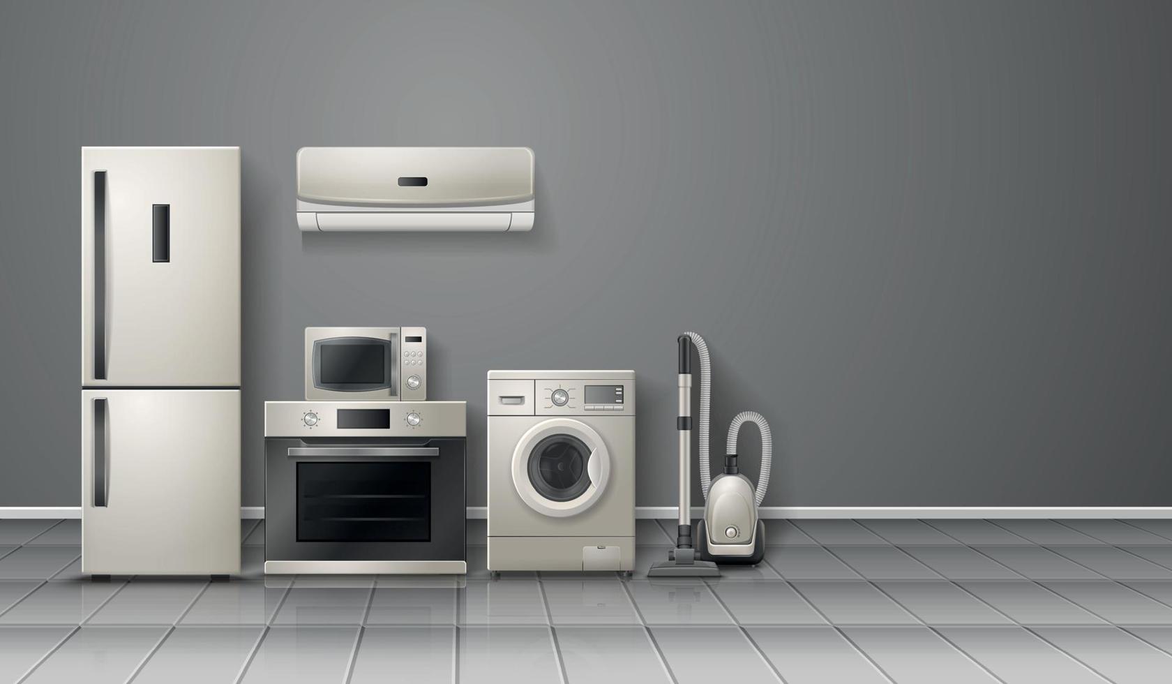 Household Appliances Realistic Composition vector