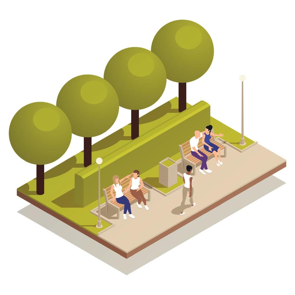 Park Bench Sitting Composition vector