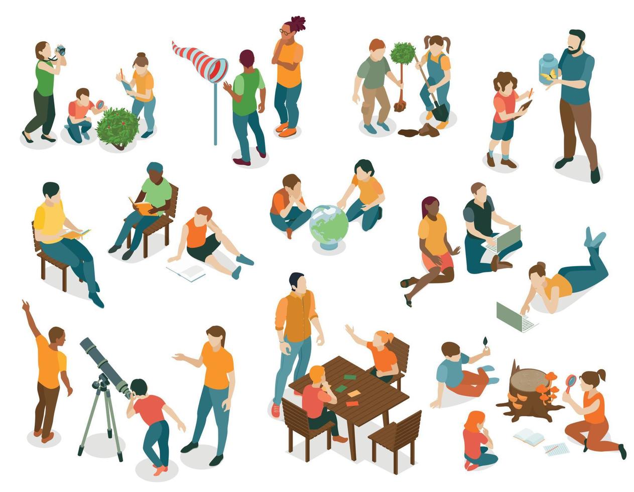 Isometric Nature Study Icons vector