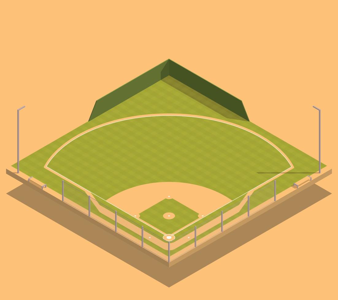 composición isométrica del campo de béisbol vector