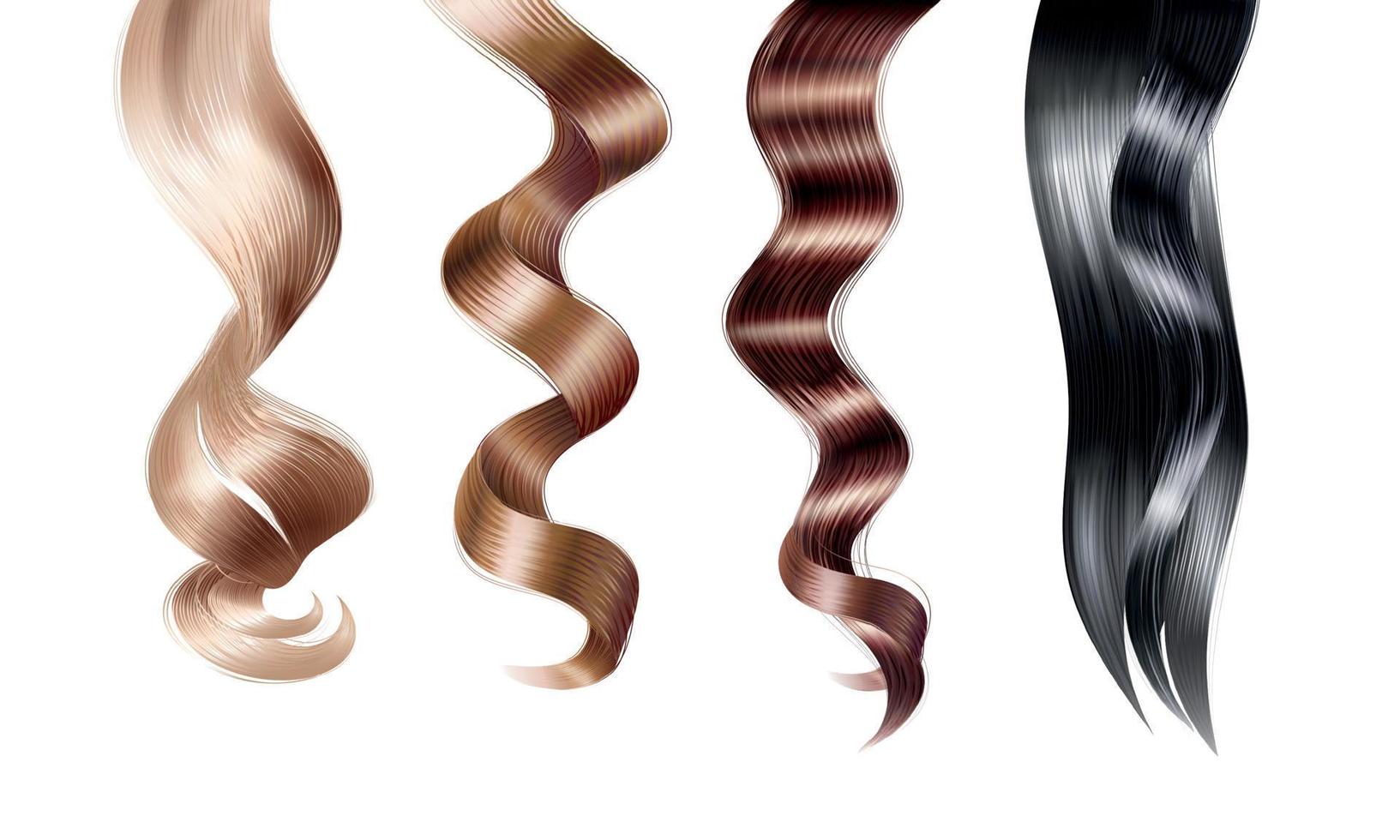 Hair Strands Realistic Set vector