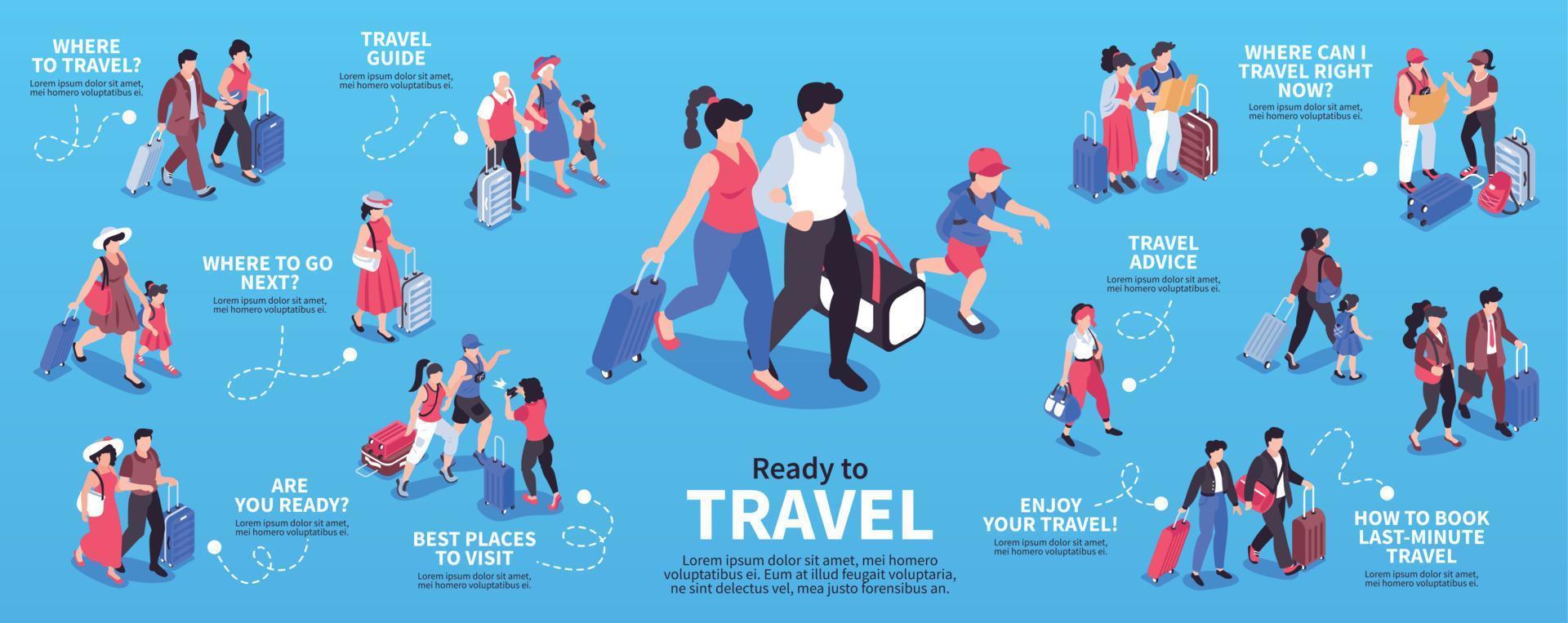 Traveling People Isometric Infographics vector