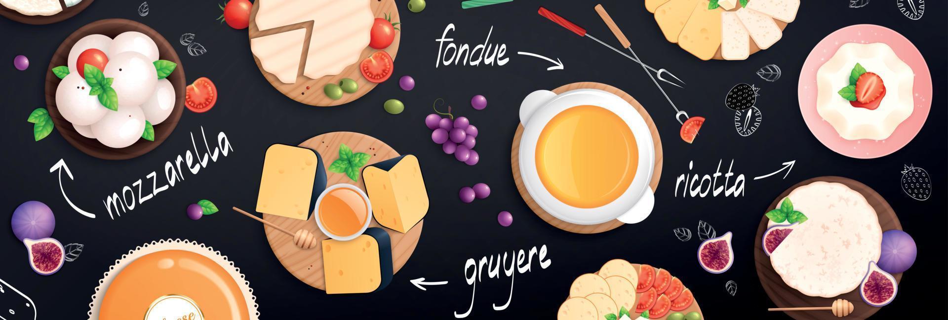 composición de fondo plano de queso vector