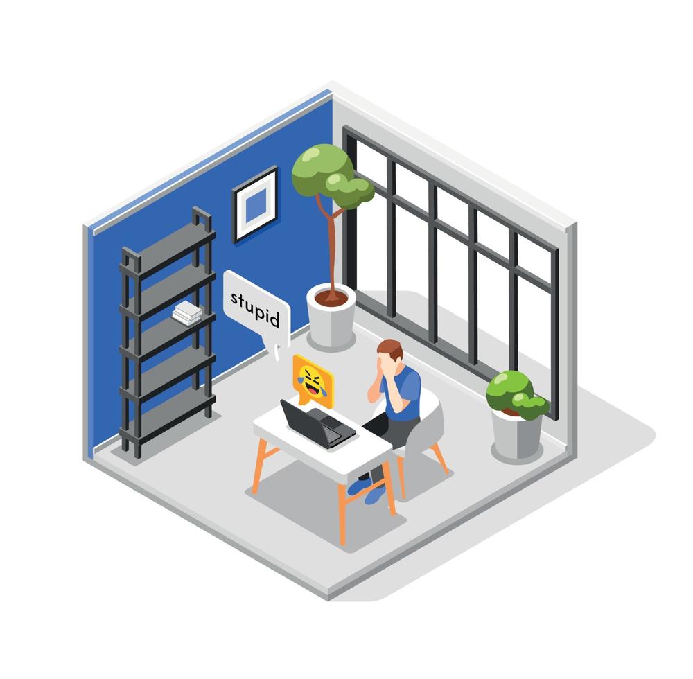 Cyber Bullying Isometric Composition vector