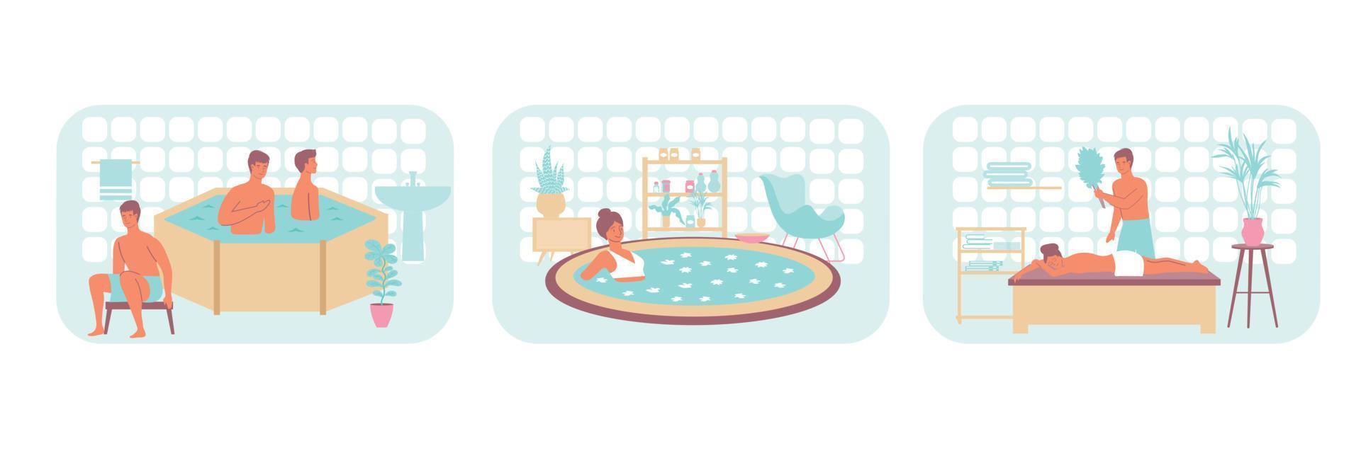 Water Procedures Flat Set vector