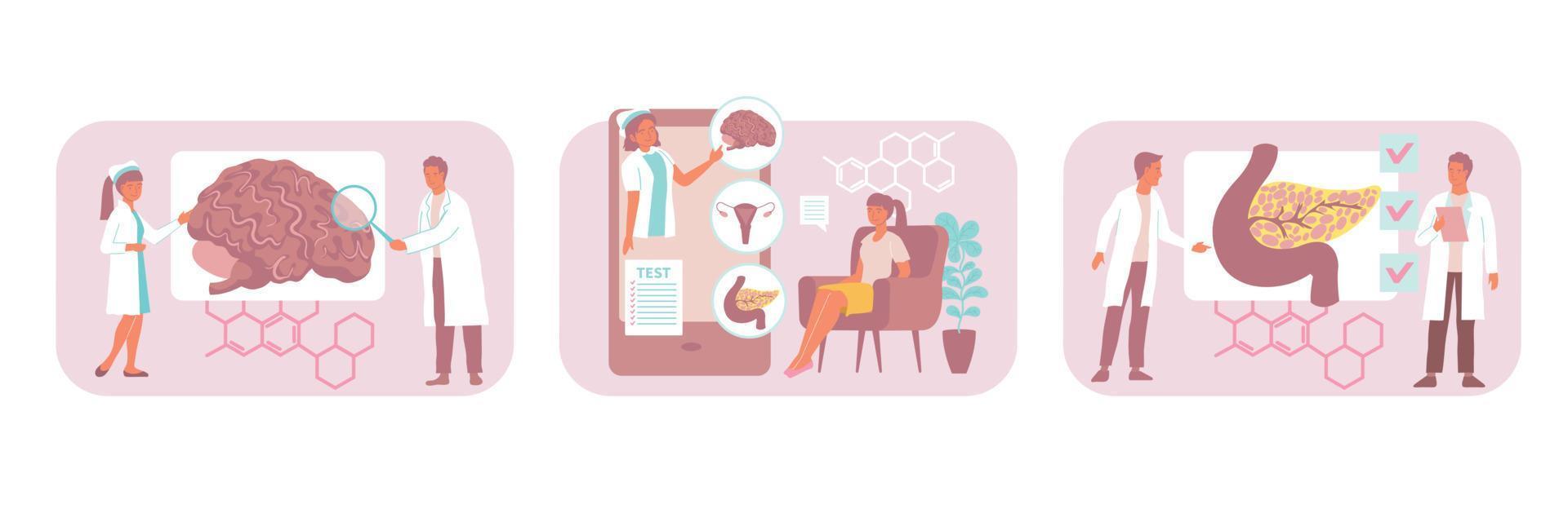 Hormones Flat Compositions Set vector