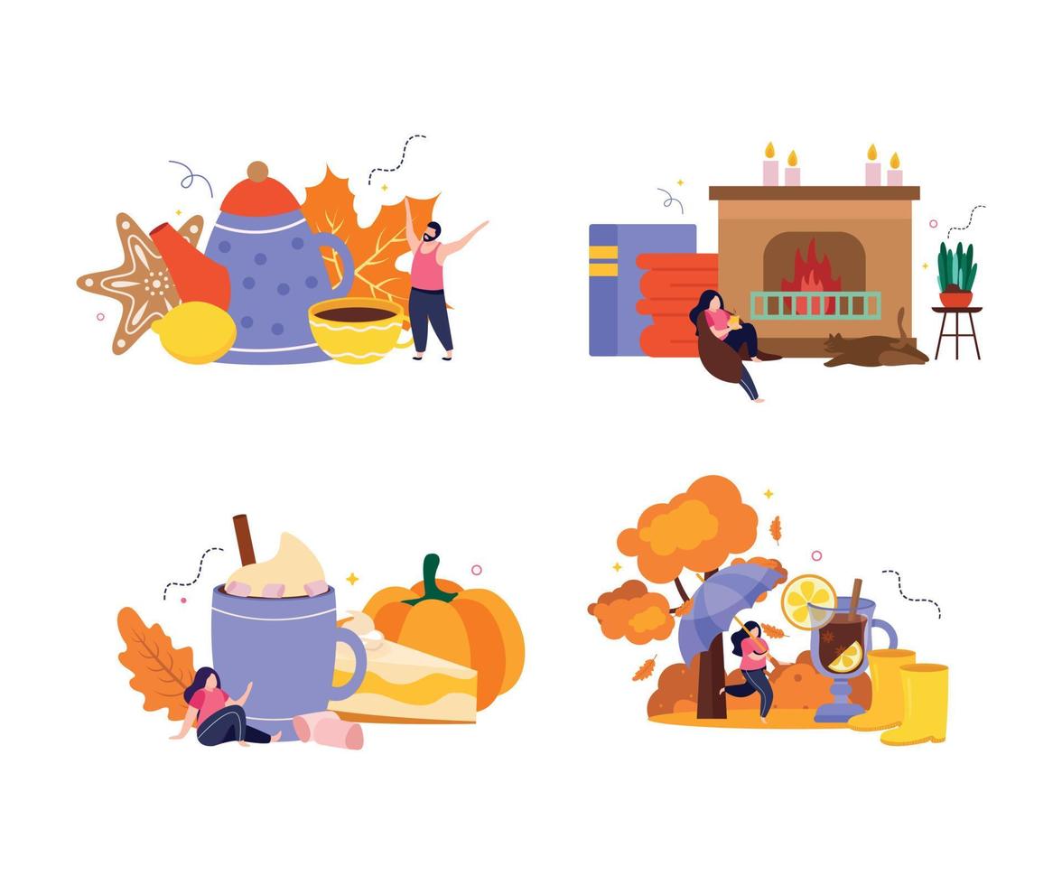 Cozy Fall Composition Set vector