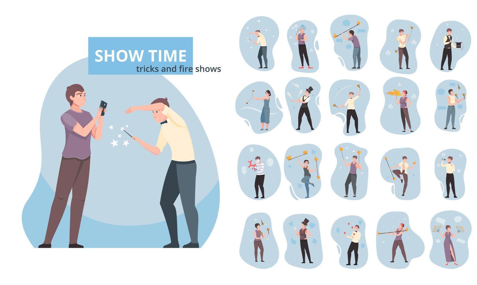 Show Time Flat Icons Set vector