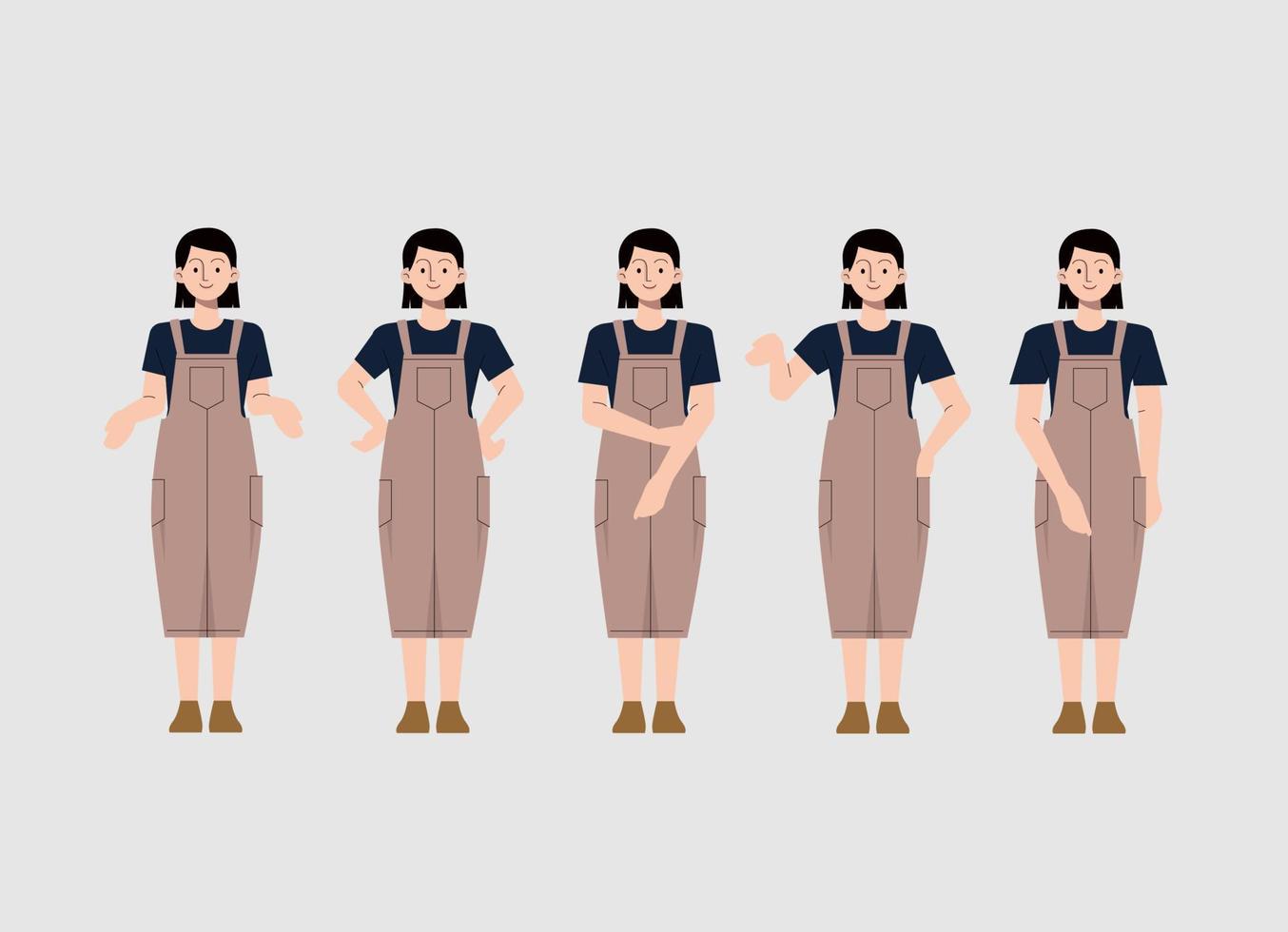 set of woman character with different gesture vector