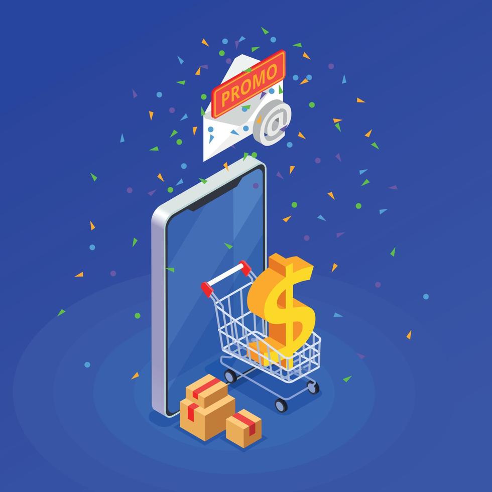 Marketing Technologies Isometric Concept vector