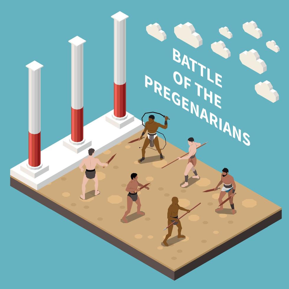 Battle Of Pregenarians Isometric Background vector