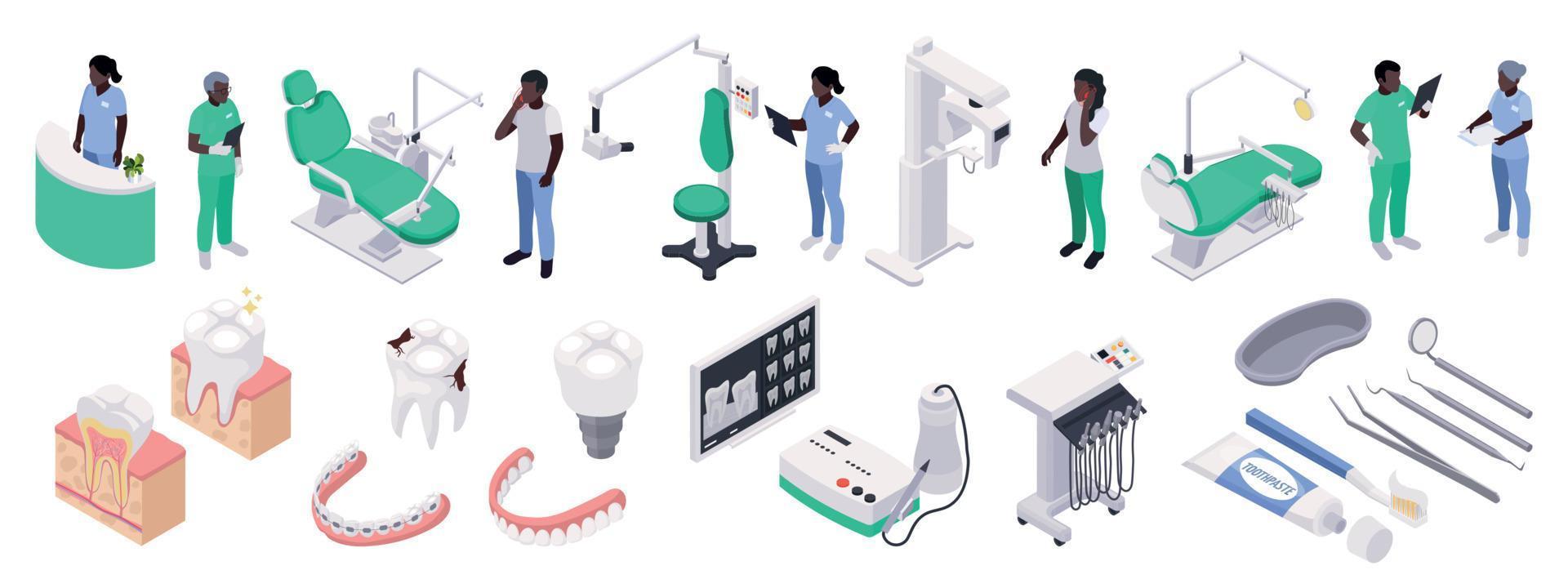 Stomatology Isometric Set vector
