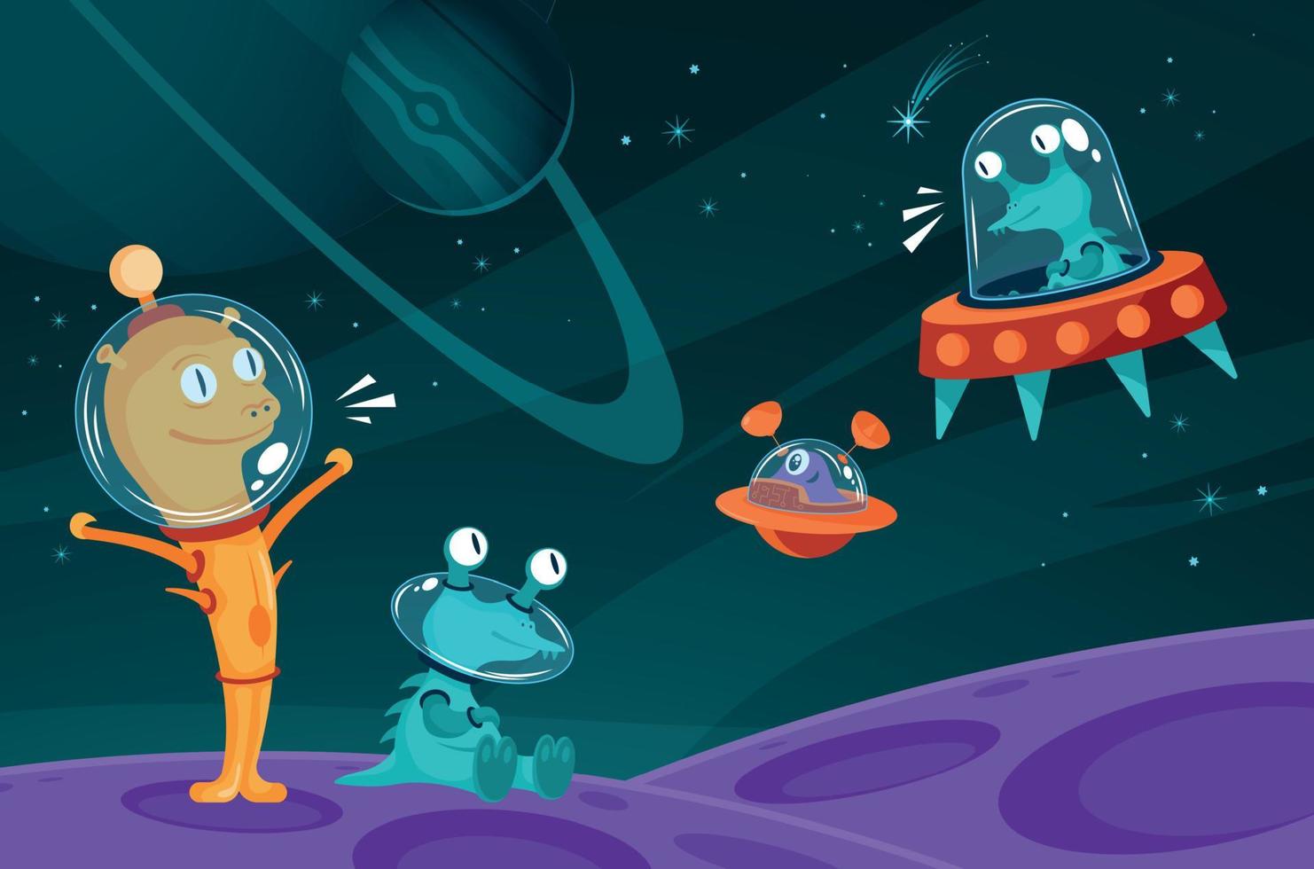 Aliens Space Cartoon Image vector