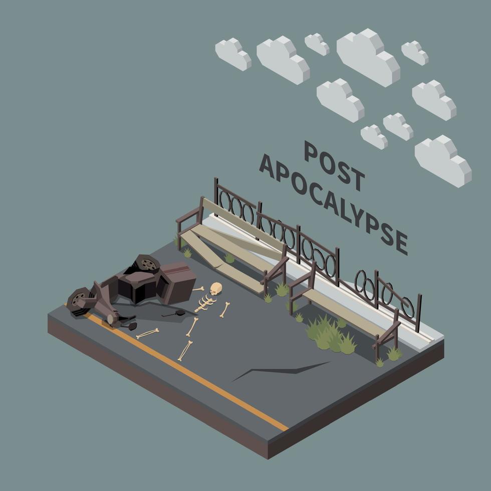Post Apocalypse Isometric Composition vector