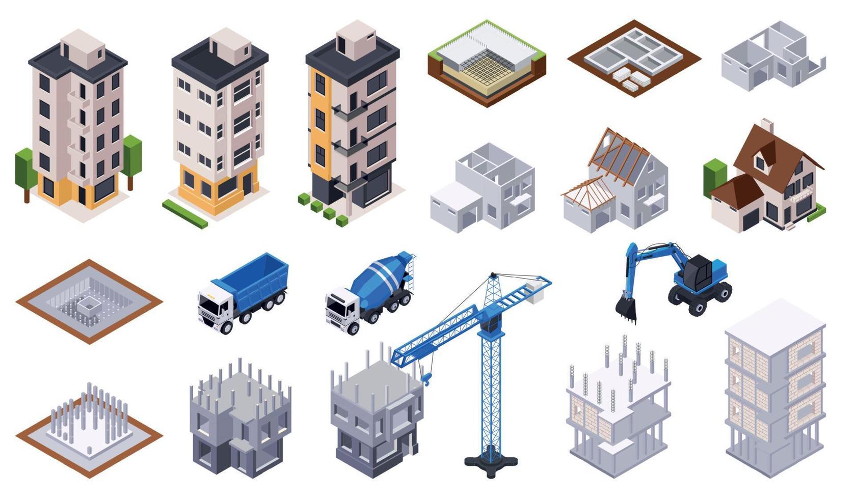 Construction Isometric Set vector