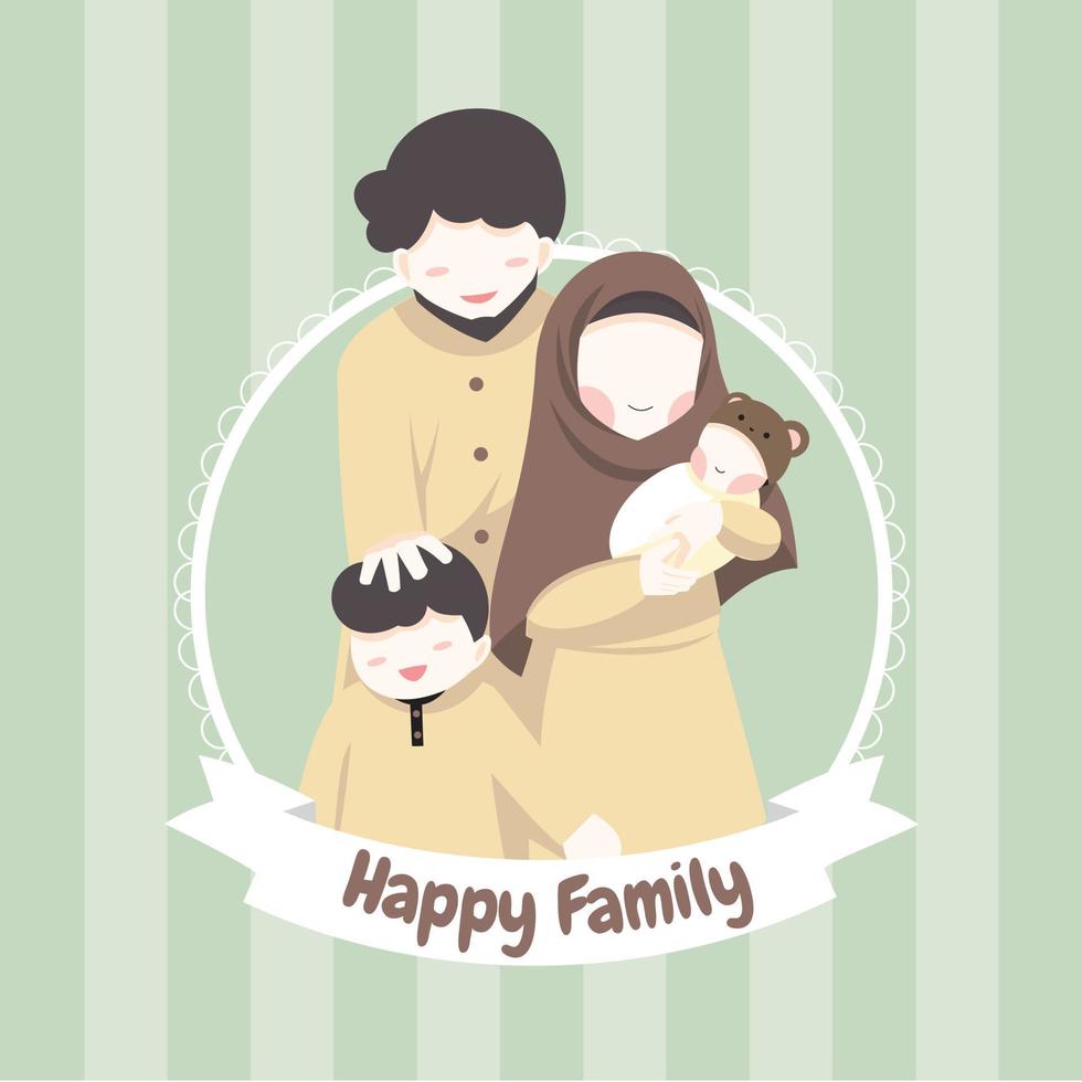 Muslim happy family vector