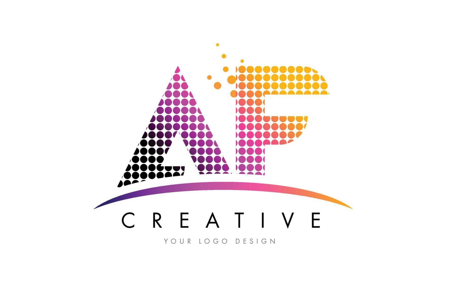 AF A F Letter Logo Design with Magenta Dots and Swoosh vector