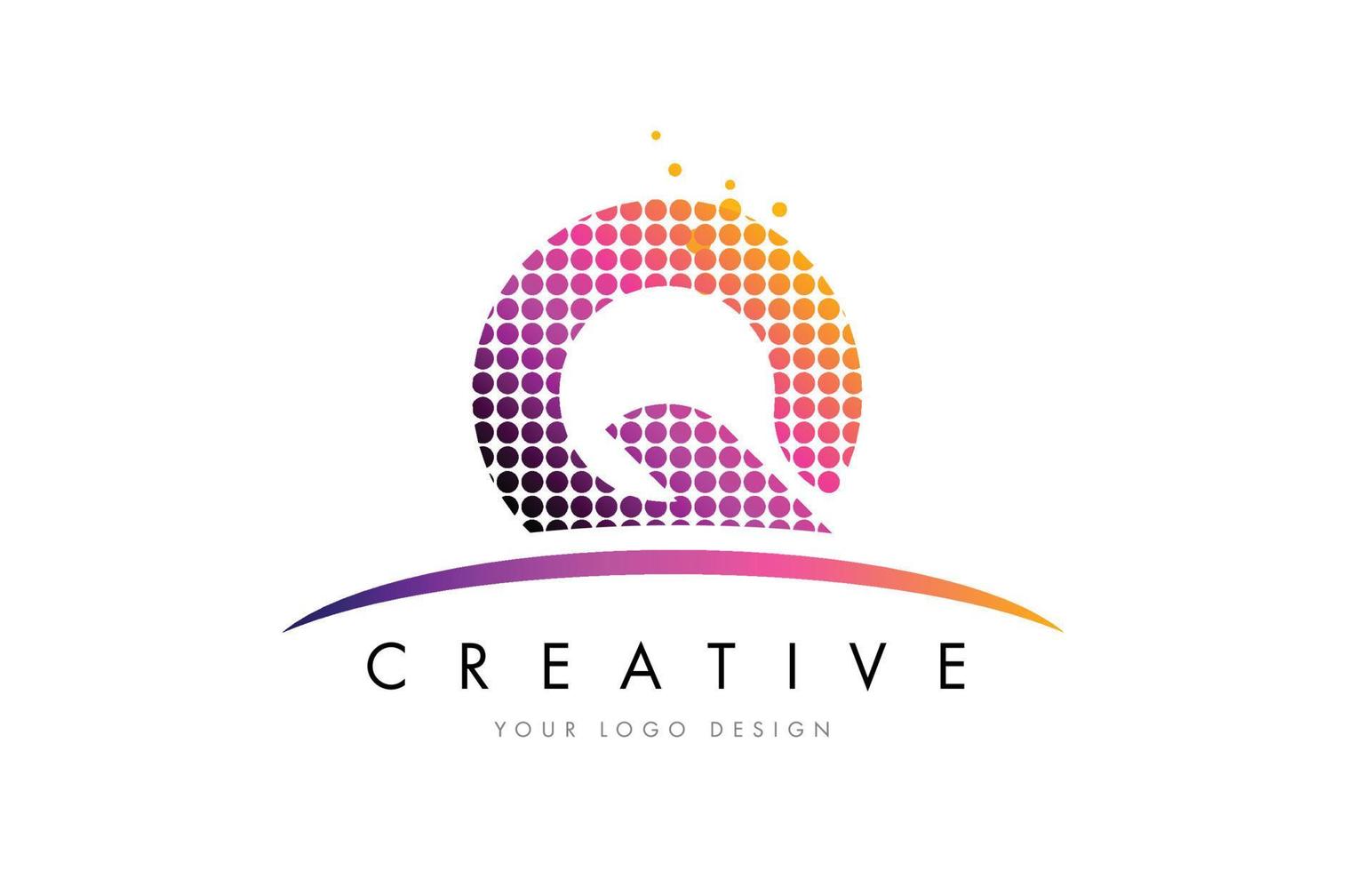 Q Letter Logo Design with Magenta Dots and Swoosh vector