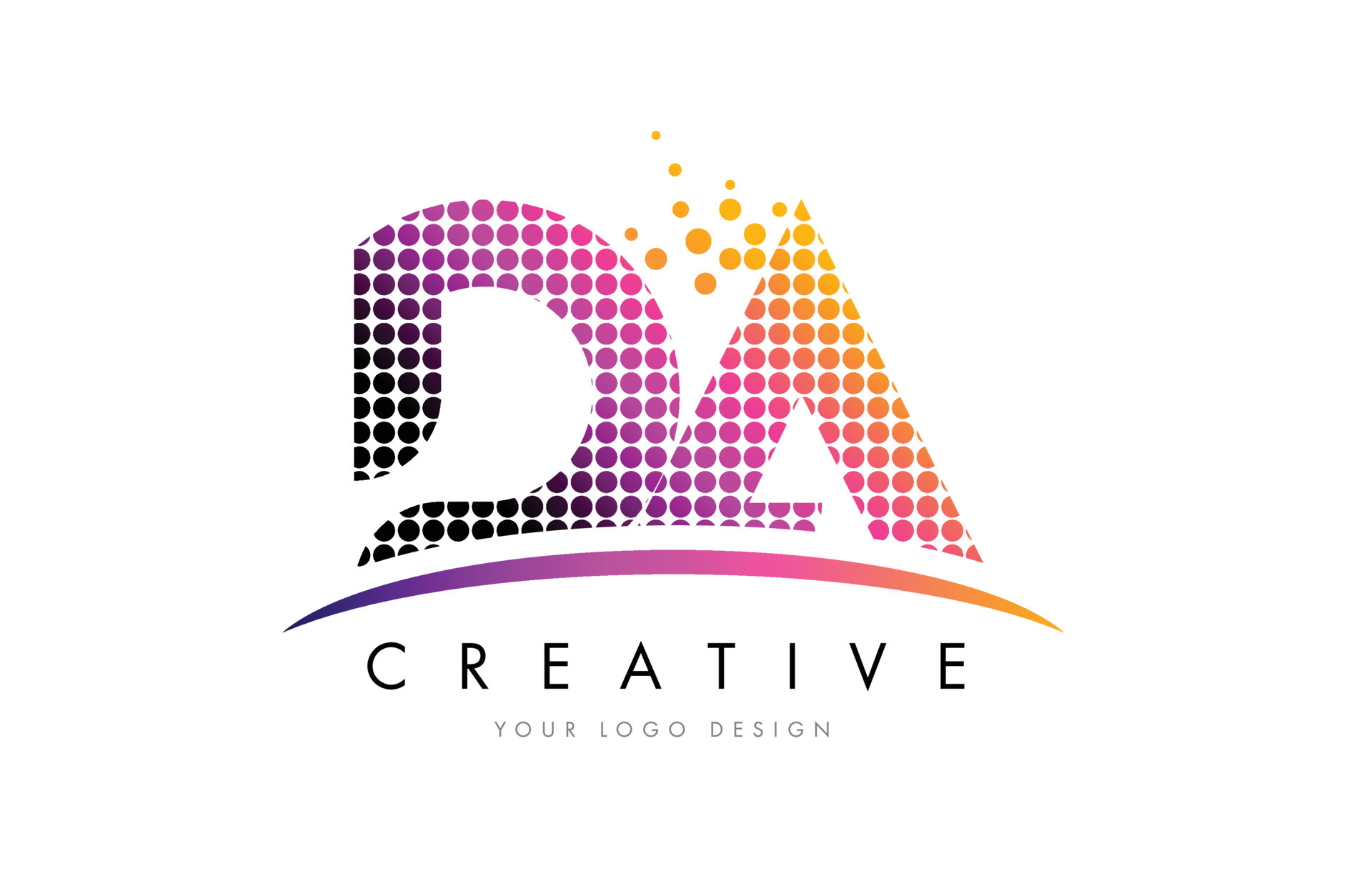 DA D A Letter Logo Design with Magenta Dots and Swoosh 4903763 Vector ...