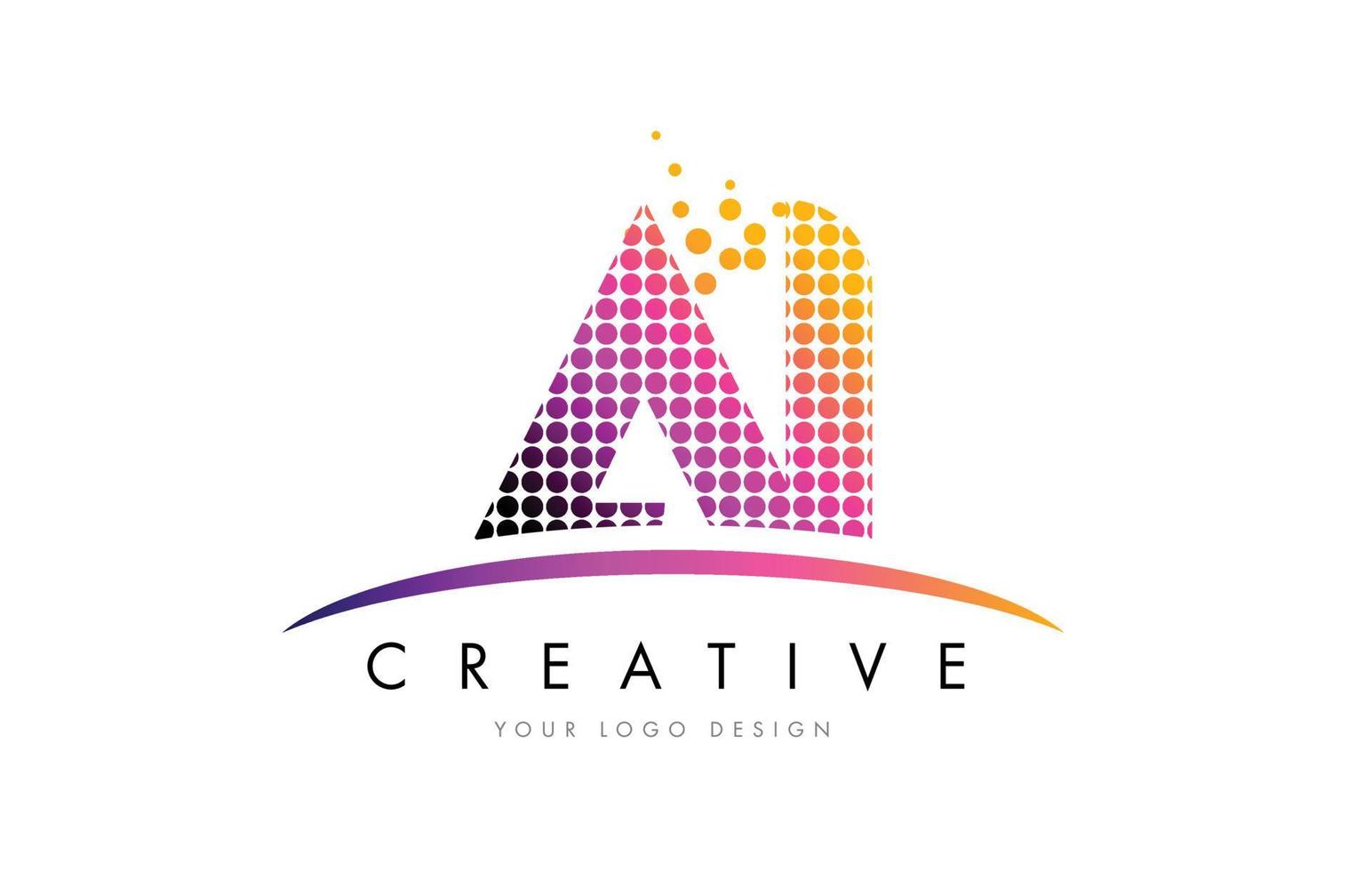AI A I Letter Logo Design with Magenta Dots and Swoosh vector