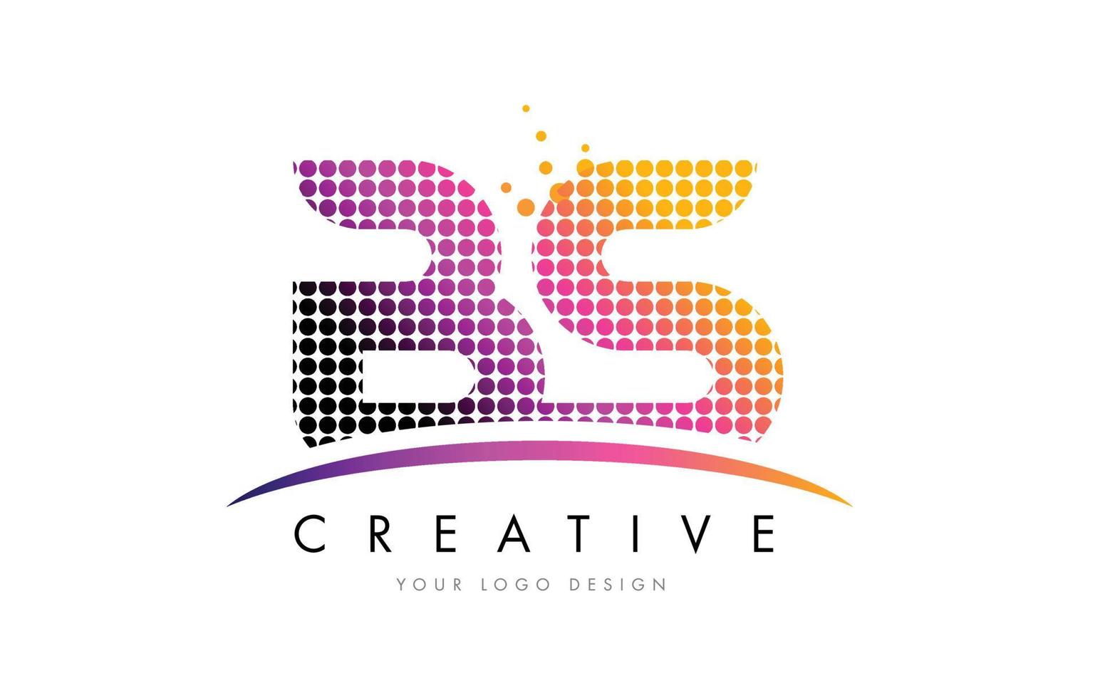 Diseño de logotipo bs bs letter con puntos magenta y swoosh vector