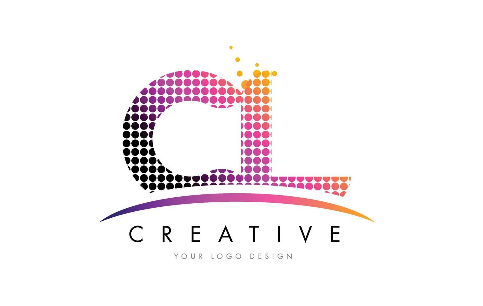 CL C L Letter Logo Design with Magenta Dots and Swoosh vector