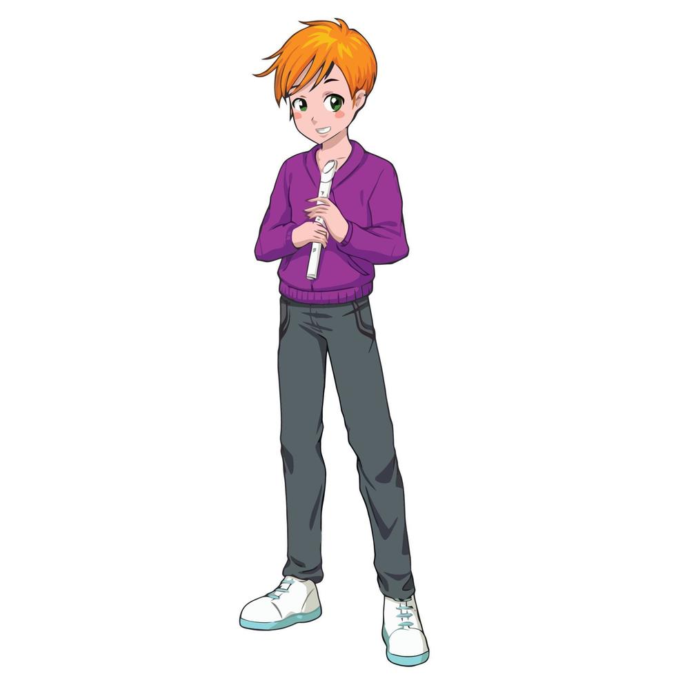 Anime Musician Flute Player vector