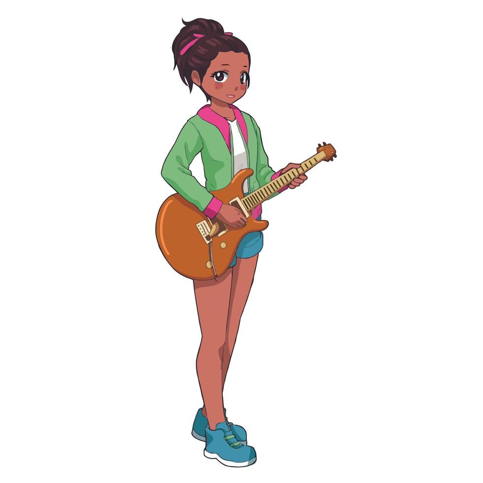 Anime Musician Bass Player vector