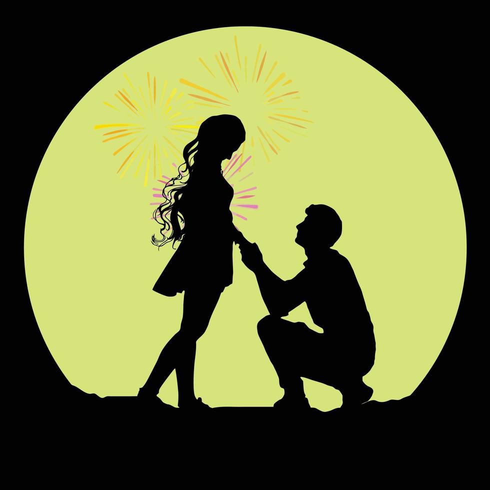 Engagement Proposal Silhouette vector