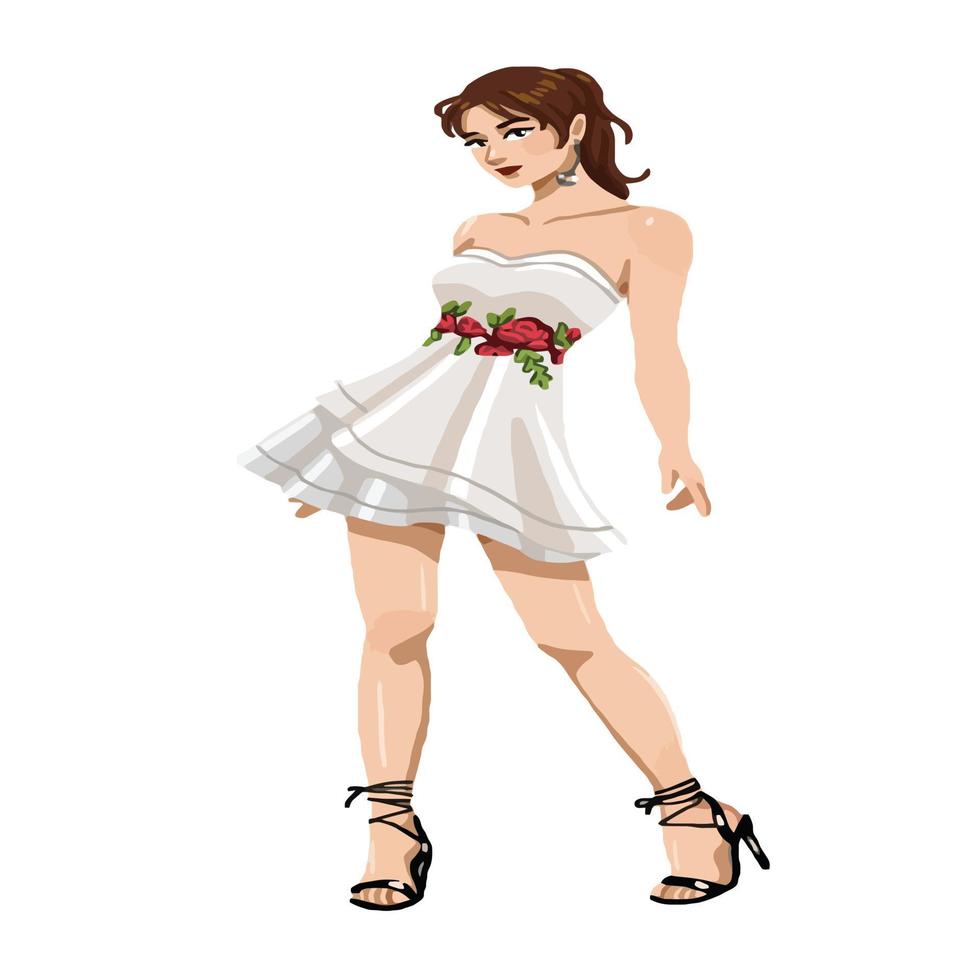 Fashion Model Posing in Dress and Heels vector