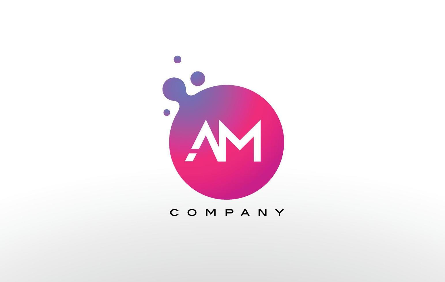 Diseño de logotipo de puntos de letra AM con burbujas de moda creativas. vector