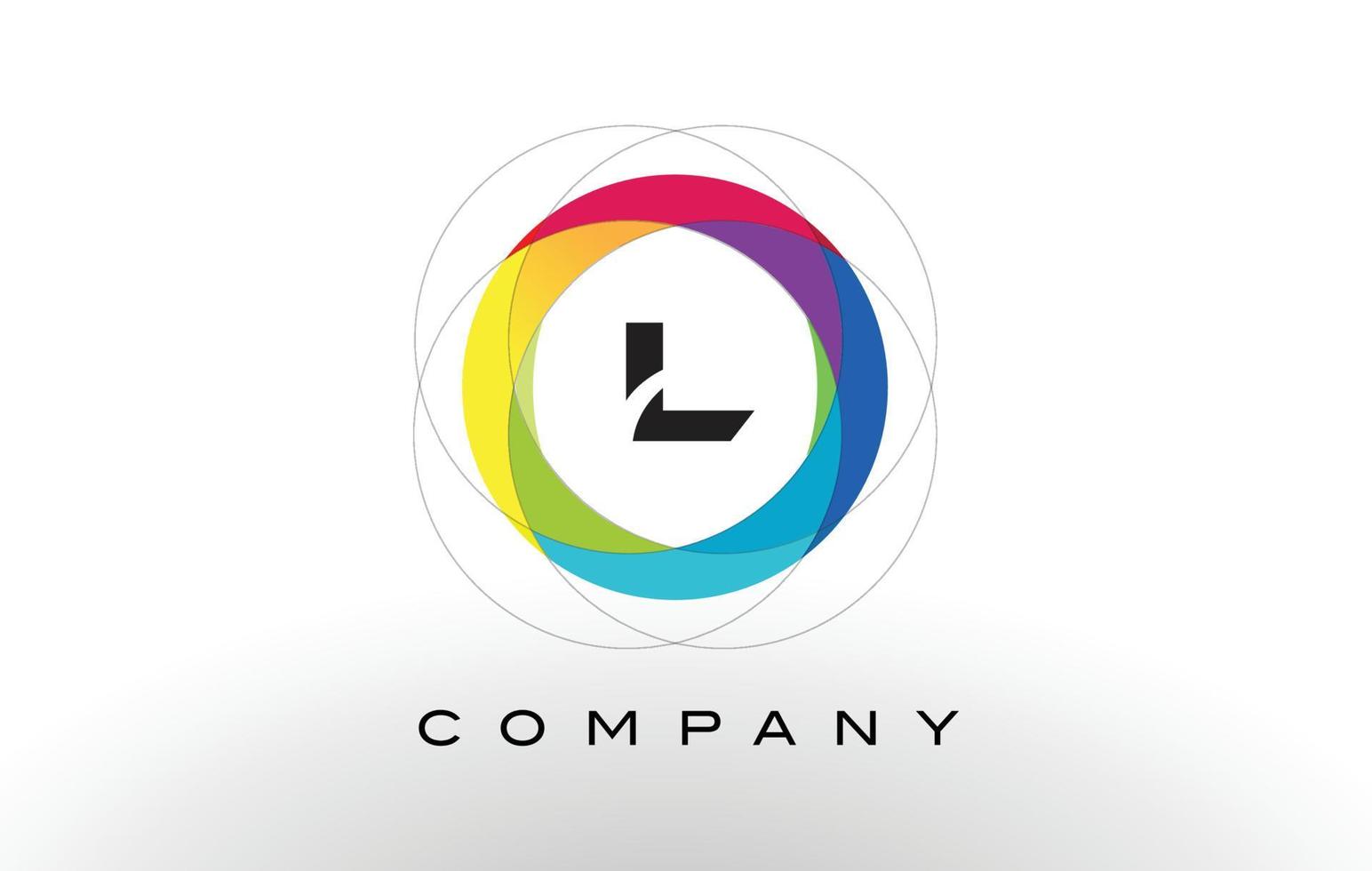L Letter Logo with Rainbow Circle Design. vector