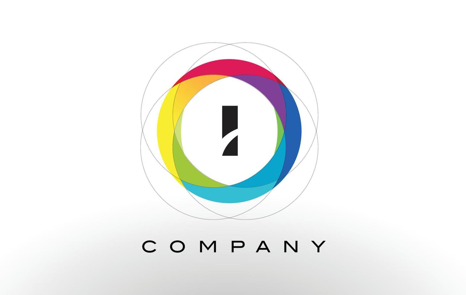 I Letter Logo with Rainbow Circle Design. vector