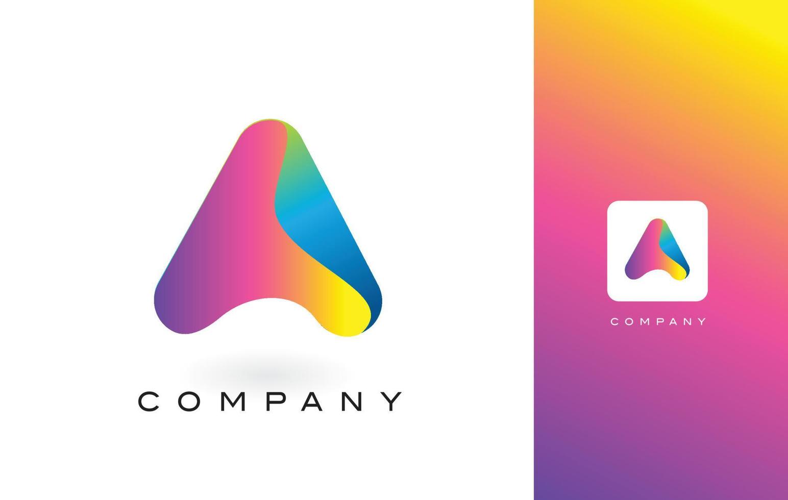 una letra de logotipo con hermosos colores vibrantes del arco iris. Logotipo de letras moradas y magentas coloridas de moda. vector