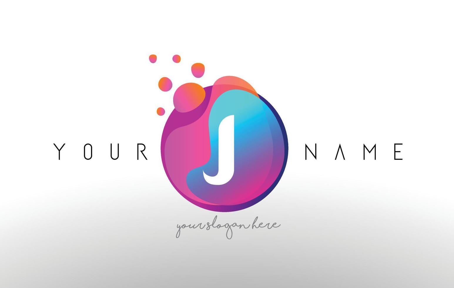 J Dots Letter Logo With Bubbles. A Letter Design Vector with Vibtant Colored Particles.