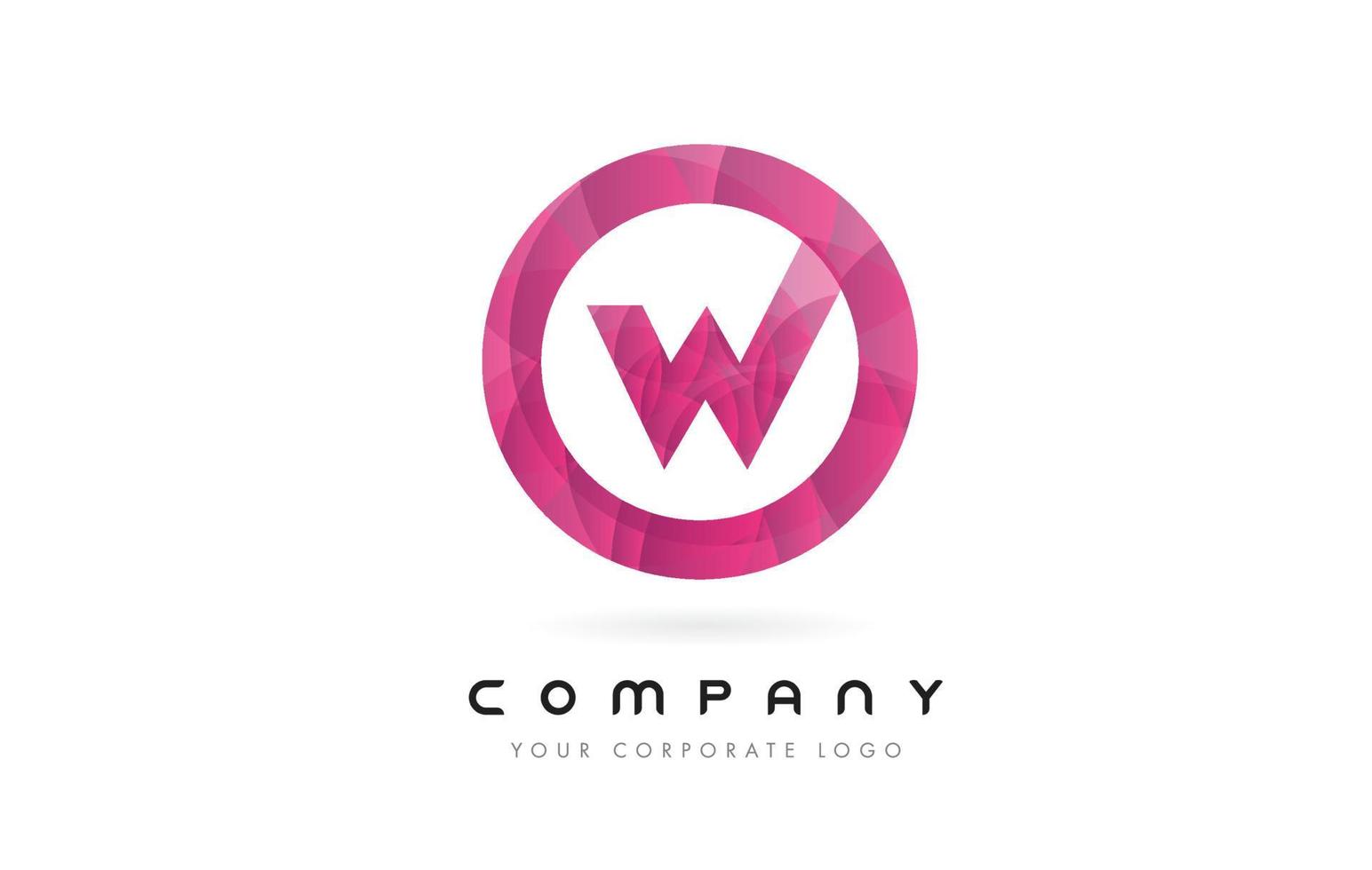 W Letter Logo Design with Circular Purple Pattern. vector