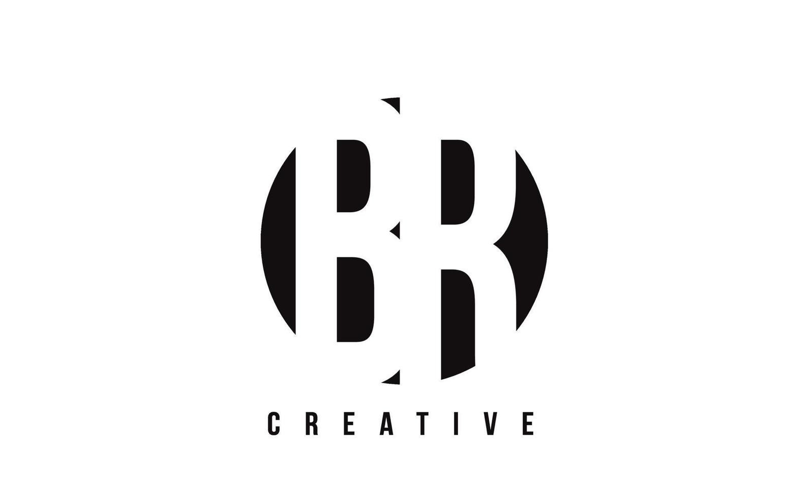 BR B R White Letter Logo Design with Circle Background. vector
