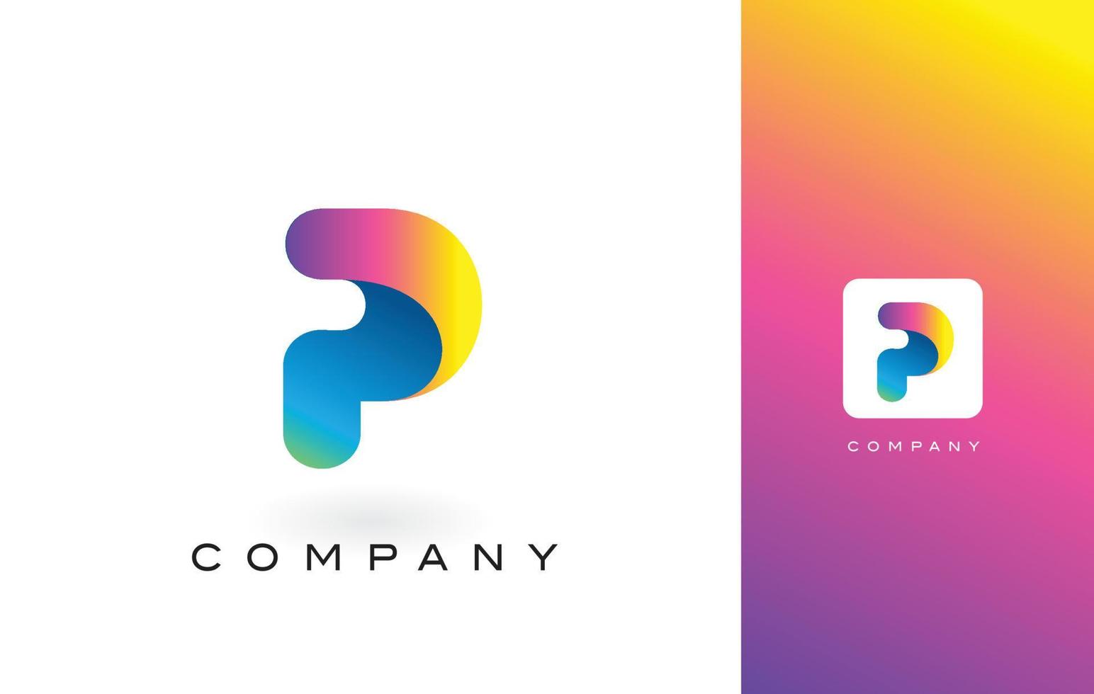 P Logo Letter With Rainbow Vibrant Beautiful Colors.P Colorful Trendy Letters Purple and Magenta Logo. vector