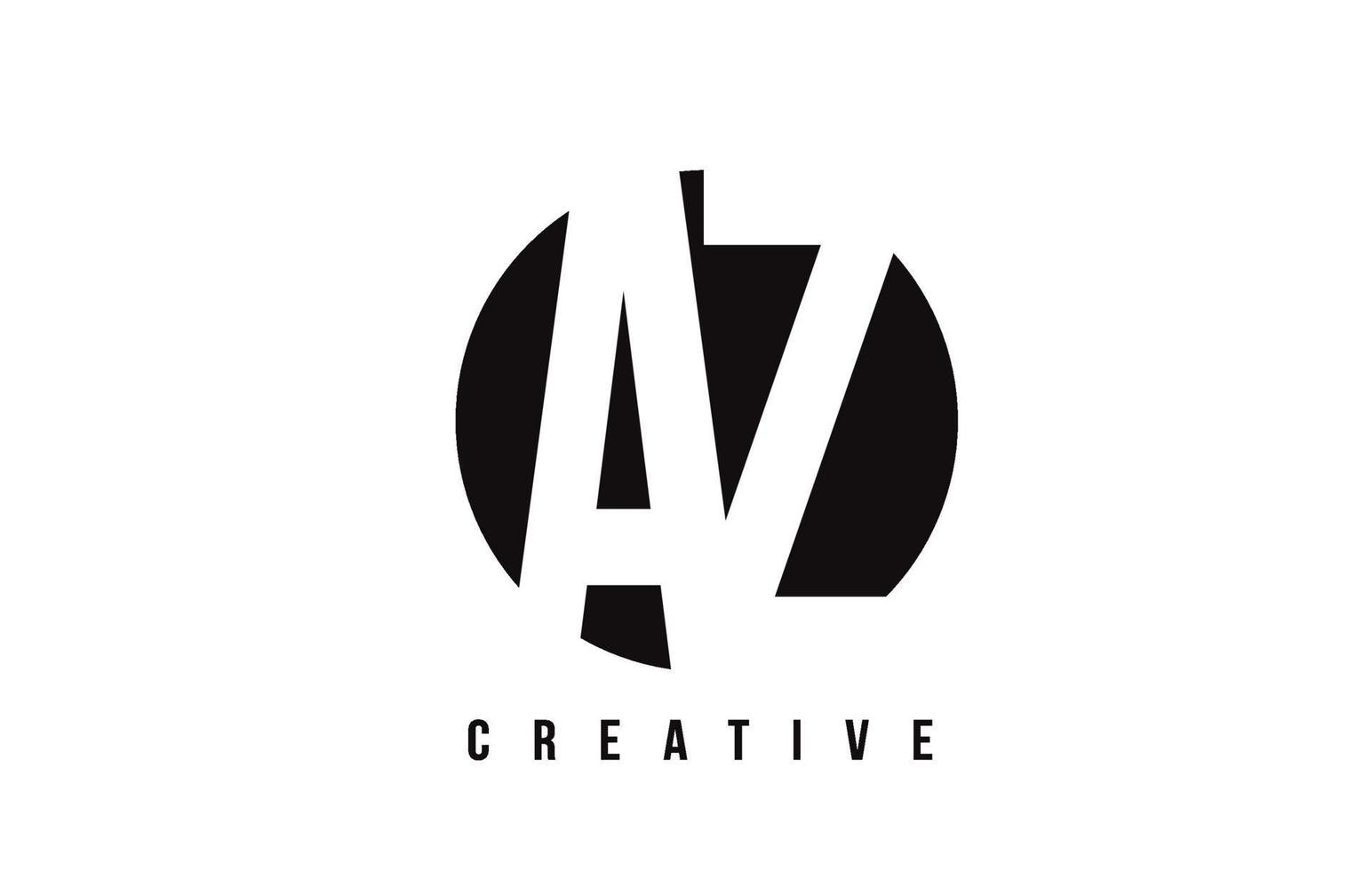 AZ A Z White Letter Logo Design with Circle Background. vector