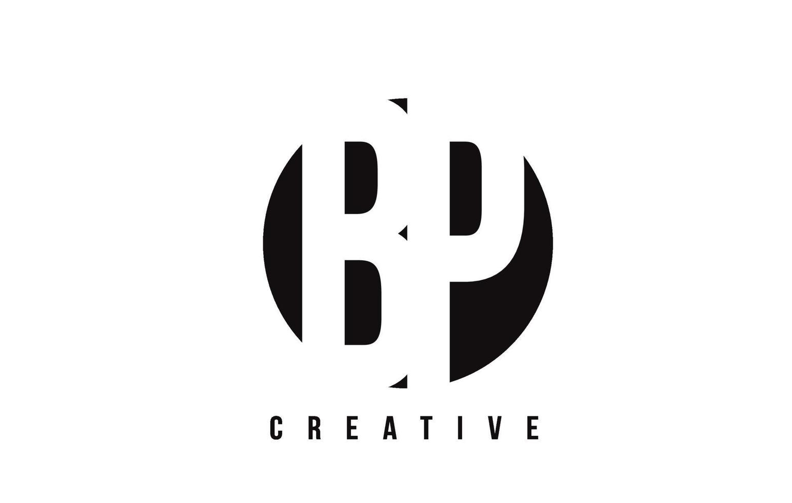 BP B P White Letter Logo Design with Circle Background. vector