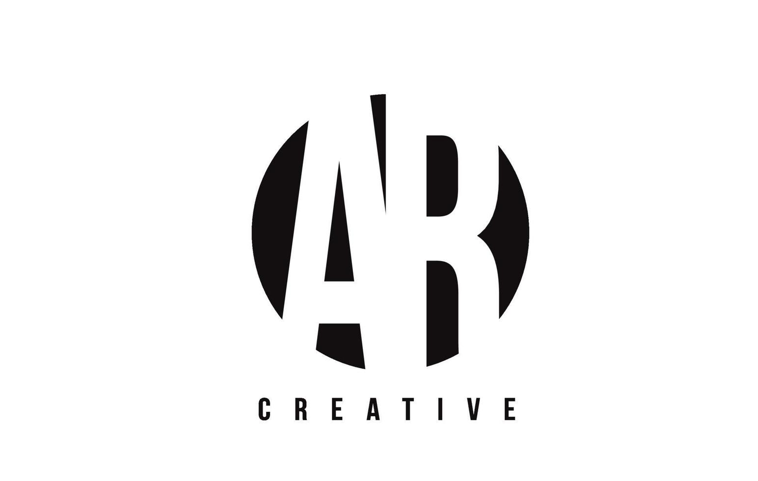 AR A R White Letter Logo Design with Circle Background. vector