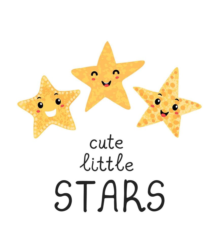 Vector illustration with hand drawn lettering - Cute little star. Colorful typography design for postcard, banner, t-shirt print, invitation, greeting card, poster